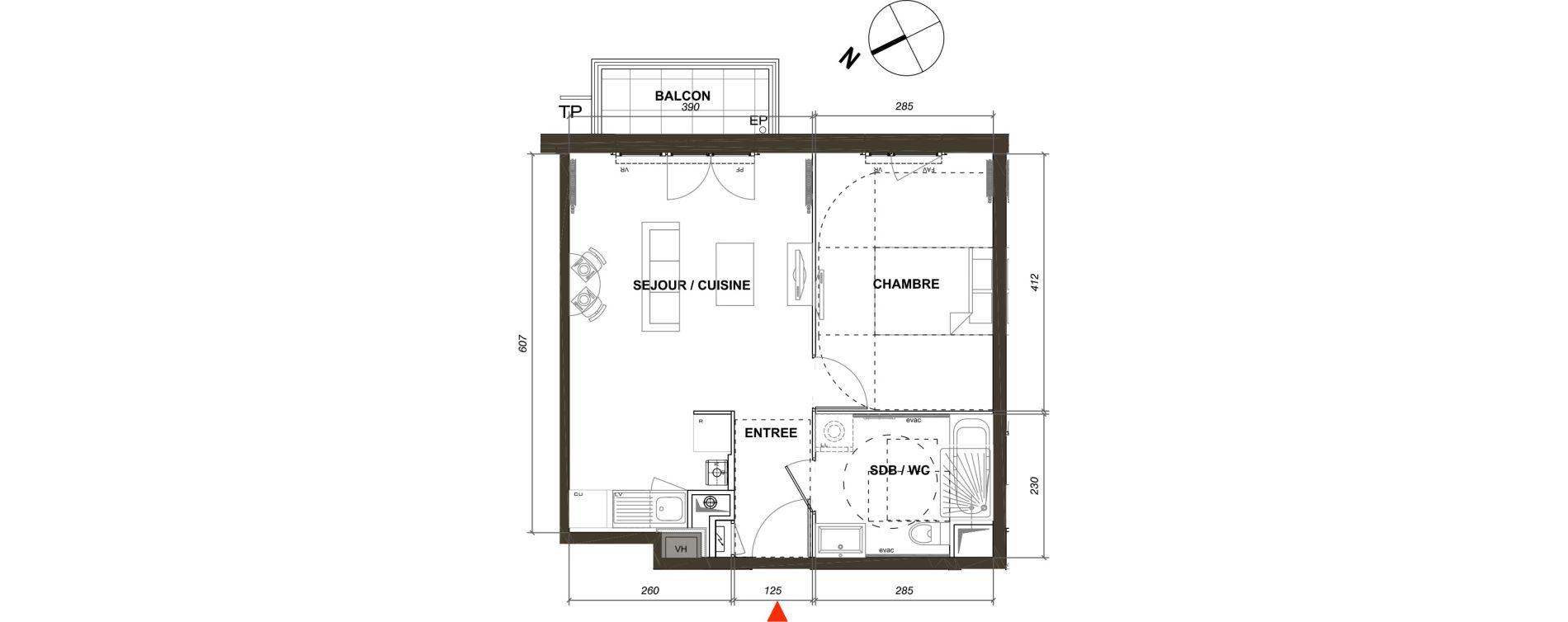 Appartement T2 de 41,44 m2 &agrave; Montmagny Centre
