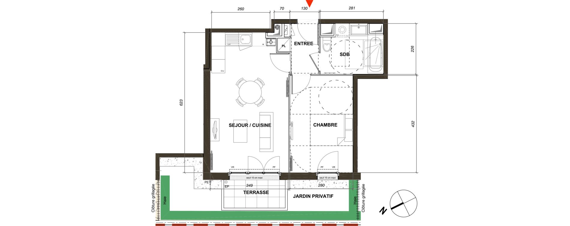 Appartement T2 de 41,93 m2 &agrave; Montmagny Centre