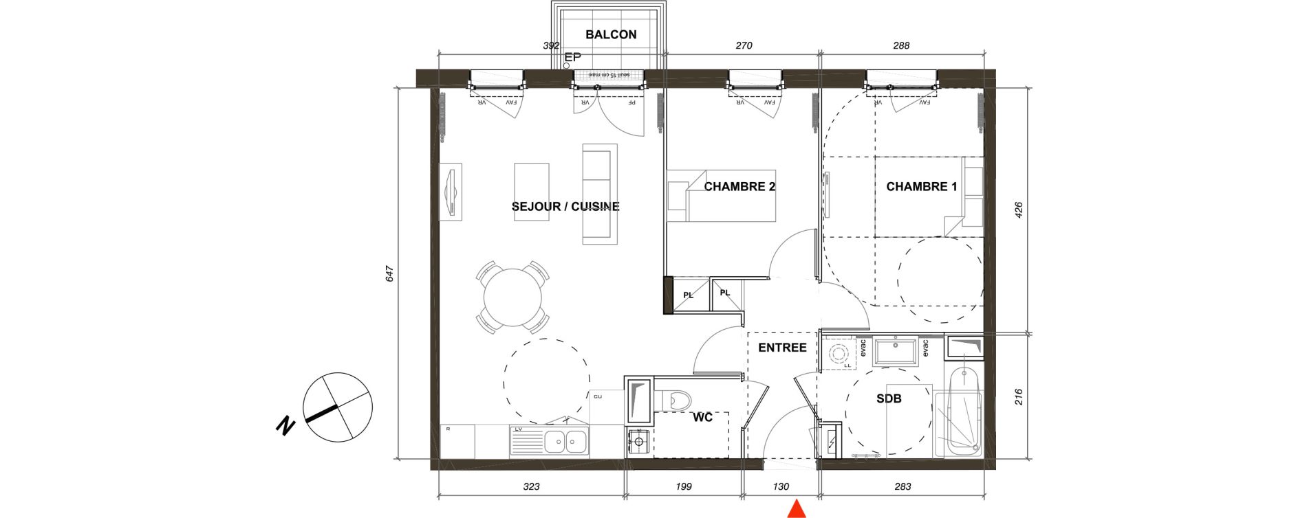 Appartement T3 de 59,32 m2 &agrave; Montmagny Centre