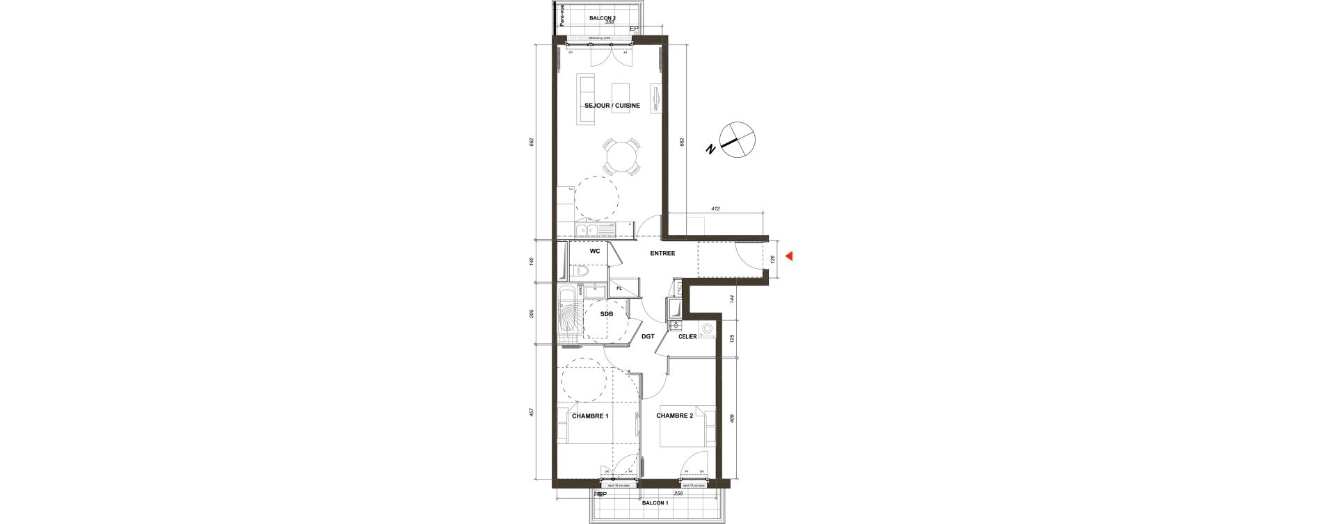 Appartement T3 de 65,62 m2 &agrave; Montmagny Centre