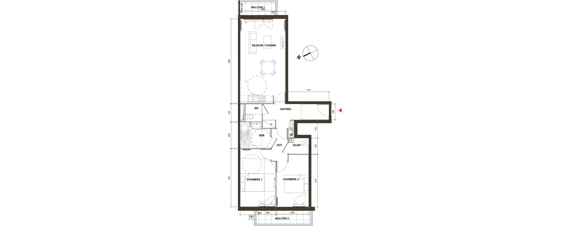 Appartement T3 de 65,79 m2 &agrave; Montmagny Centre