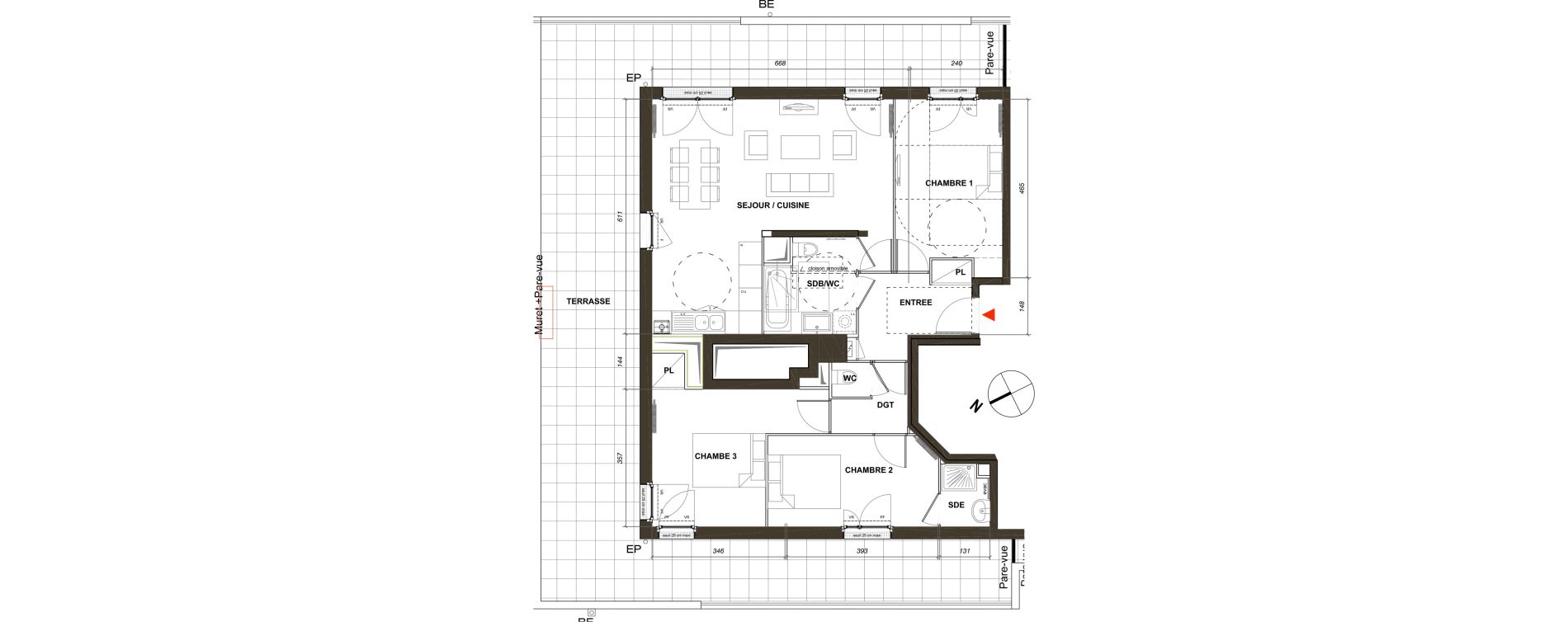 Appartement T4 de 83,06 m2 &agrave; Montmagny Centre