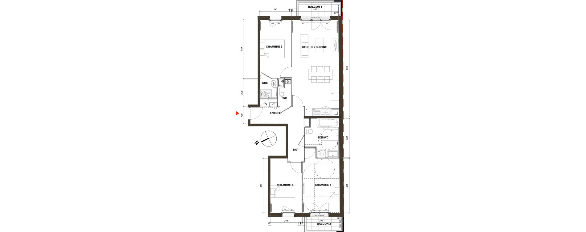 Appartement T4 de 78,58 m2 à Montmagny Centre