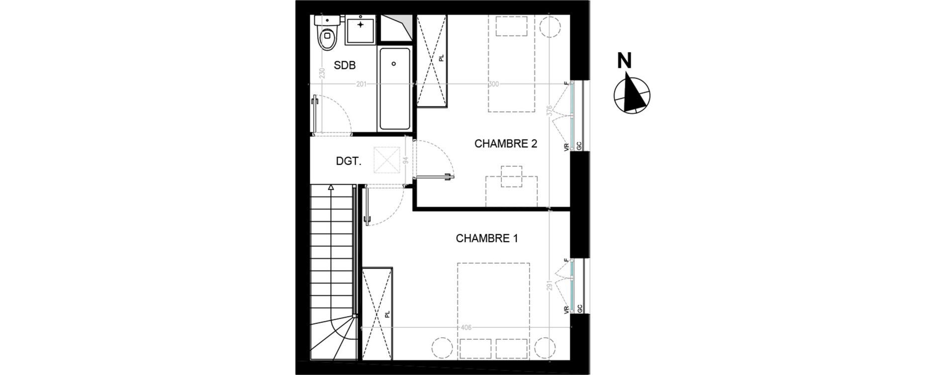 Duplex T3 de 61,30 m2 &agrave; Nointel Centre