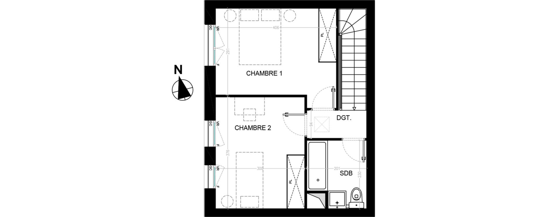 Duplex T3 de 61,30 m2 &agrave; Nointel Centre