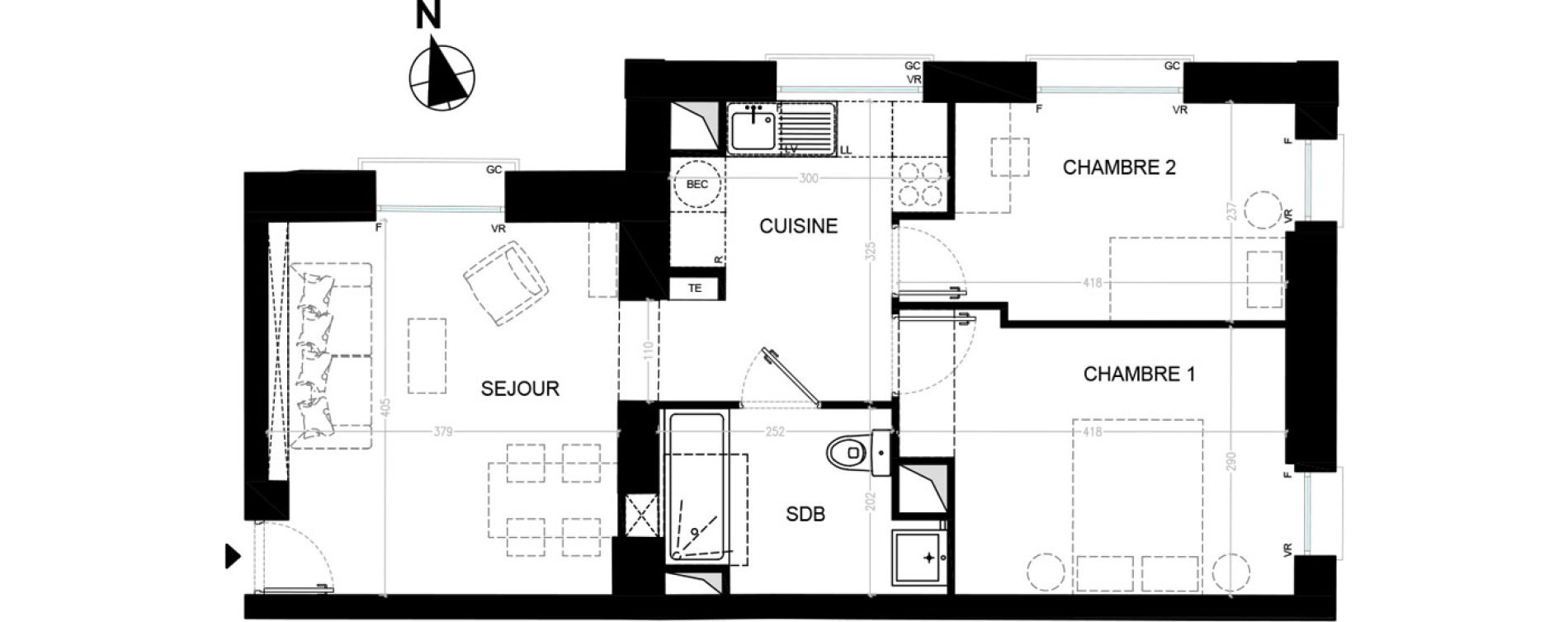 Appartement T3 de 49,95 m2 à Nointel Centre