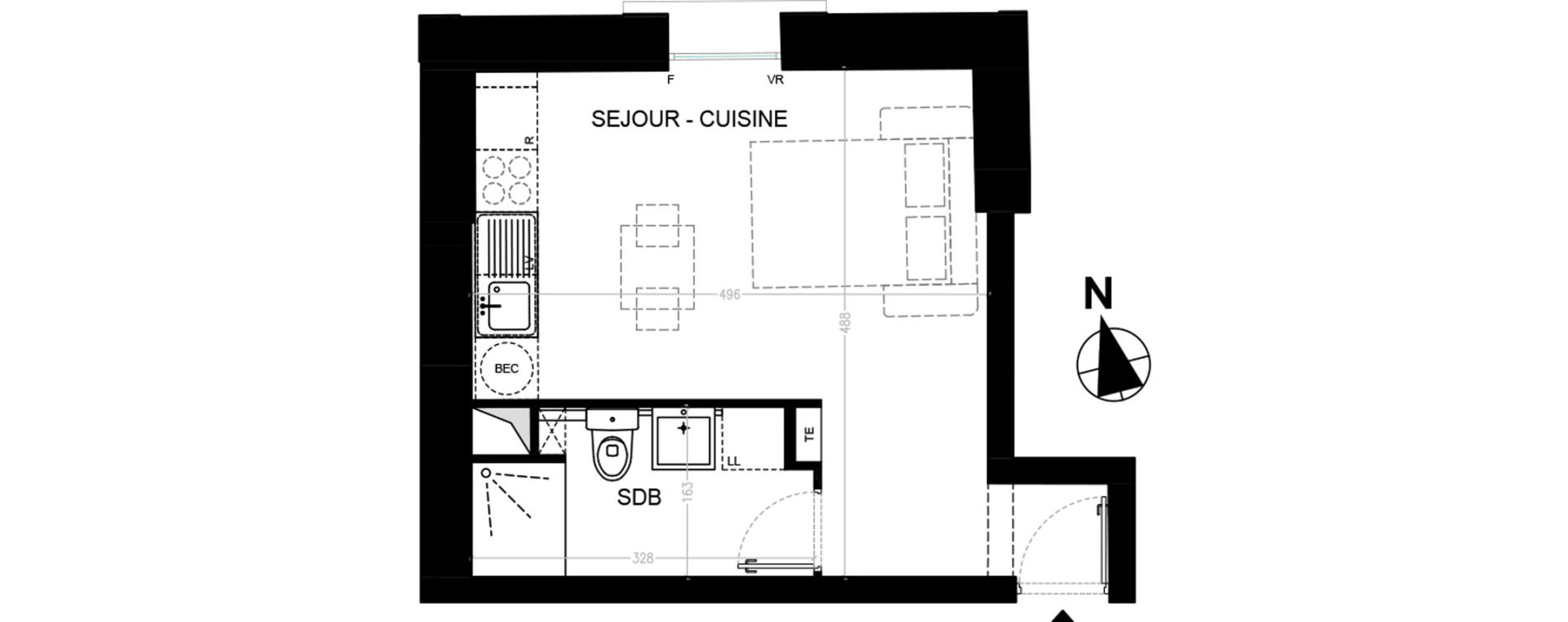 Appartement T1 de 24,20 m2 à Nointel Centre