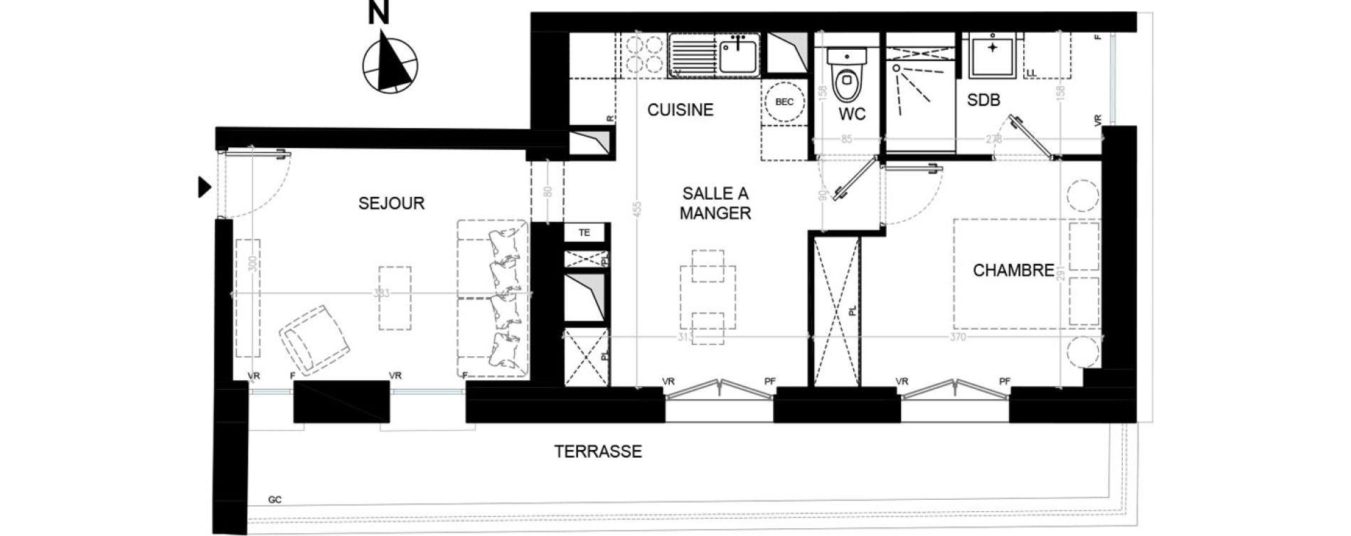 Appartement T2 de 40,95 m2 &agrave; Nointel Centre