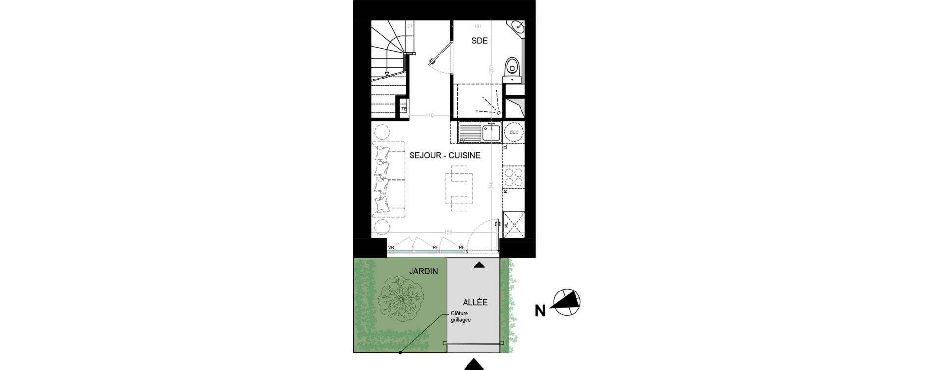 Duplex T2 de 40,45 m2 &agrave; Nointel Centre