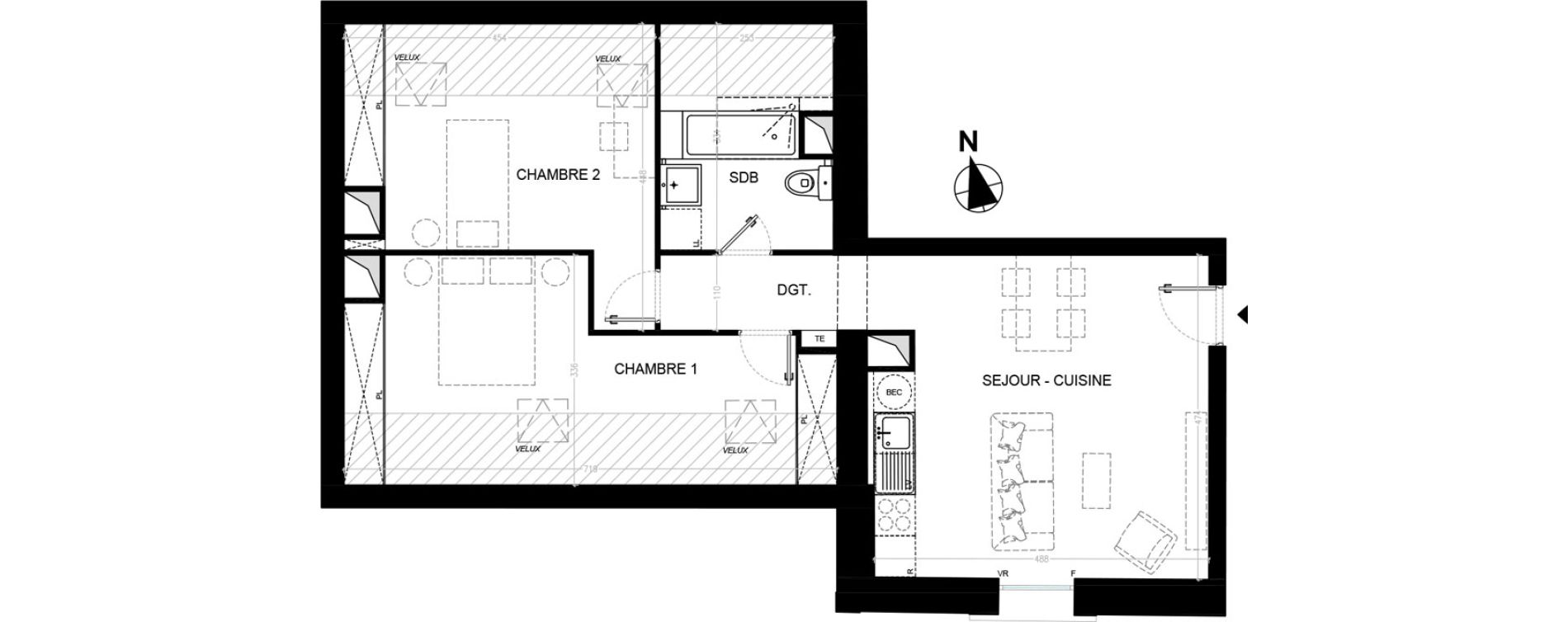 Appartement T3 de 54,45 m2 &agrave; Nointel Centre