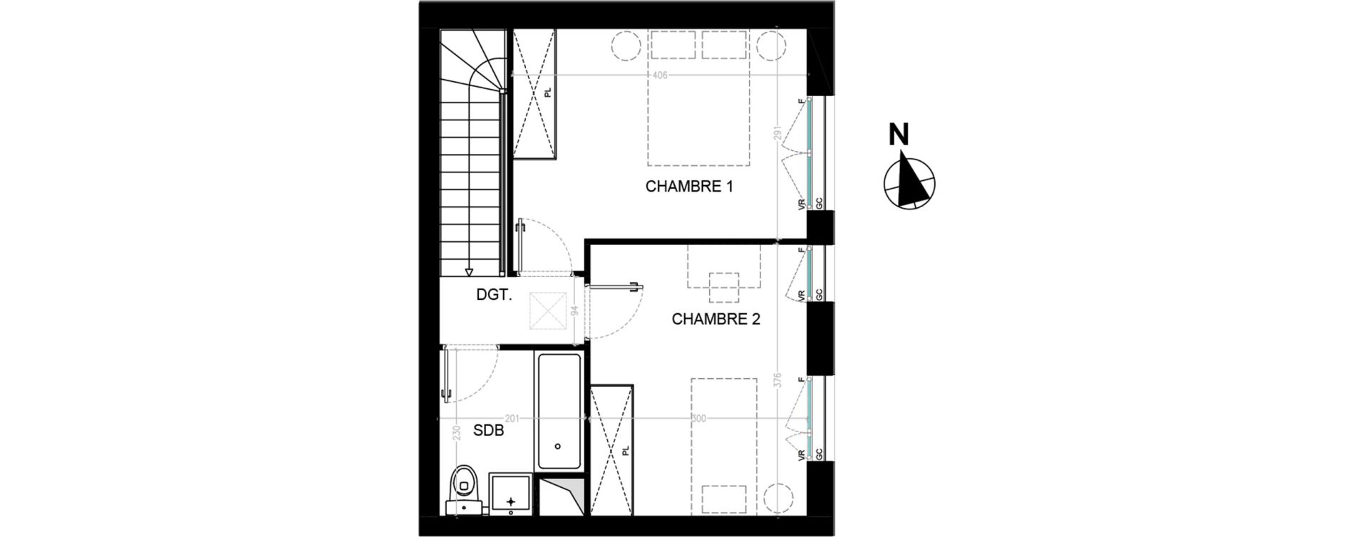 Duplex T3 de 61,30 m2 &agrave; Nointel Centre