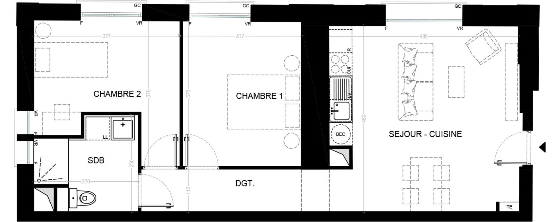 Appartement T3 de 56,70 m2 &agrave; Nointel Centre