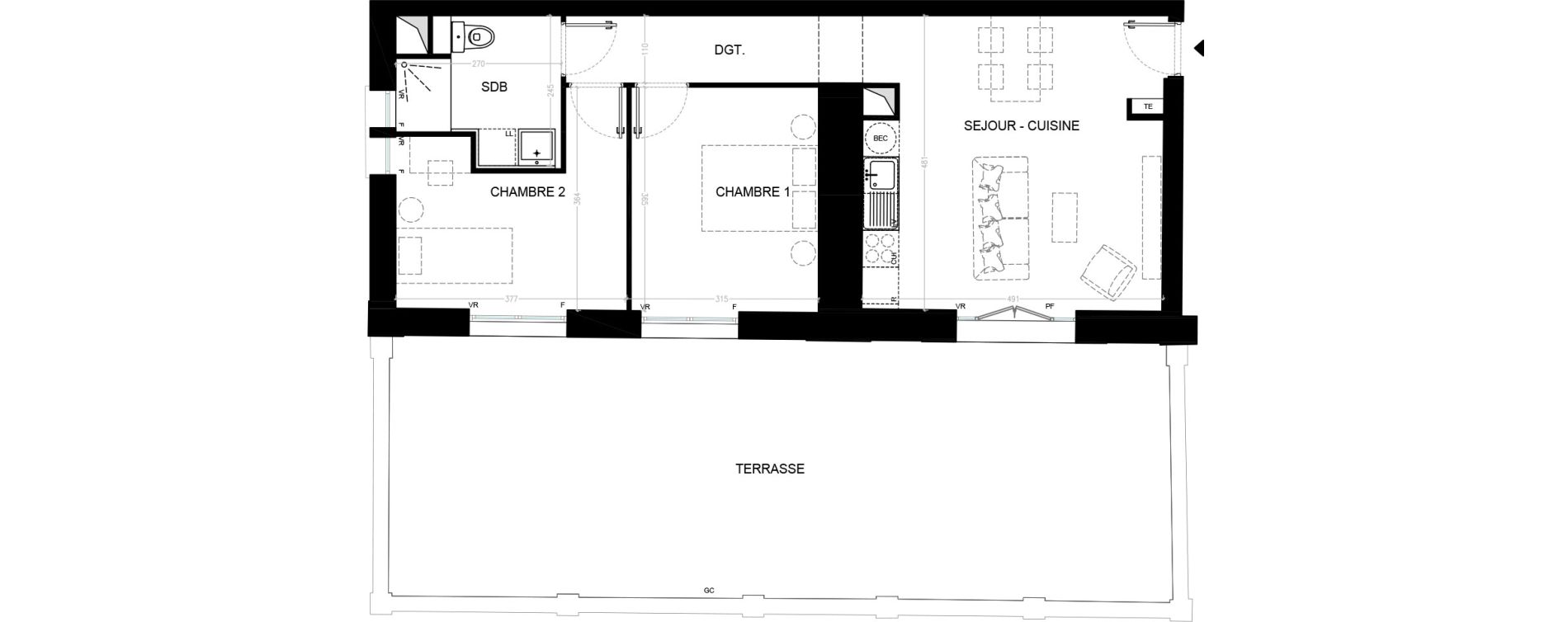 Appartement T3 de 55,75 m2 &agrave; Nointel Centre