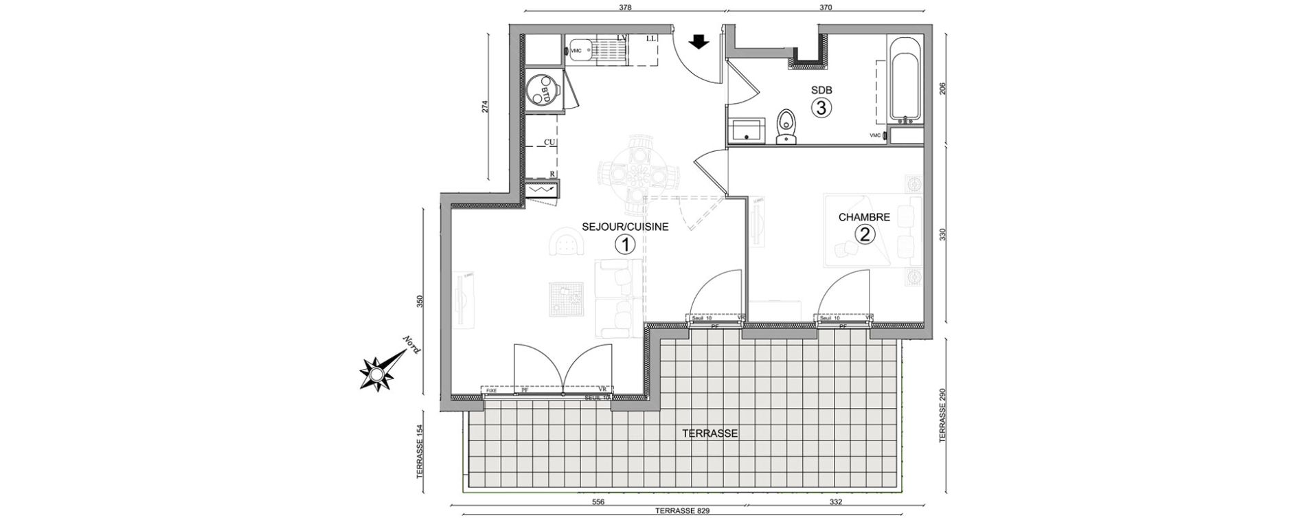 Appartement T2 de 46,35 m2 &agrave; Osny Centre