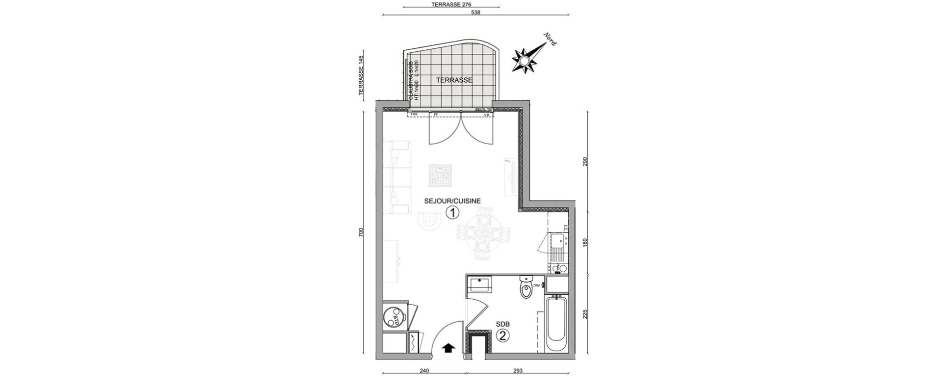 Appartement T1 de 31,65 m2 &agrave; Osny Centre