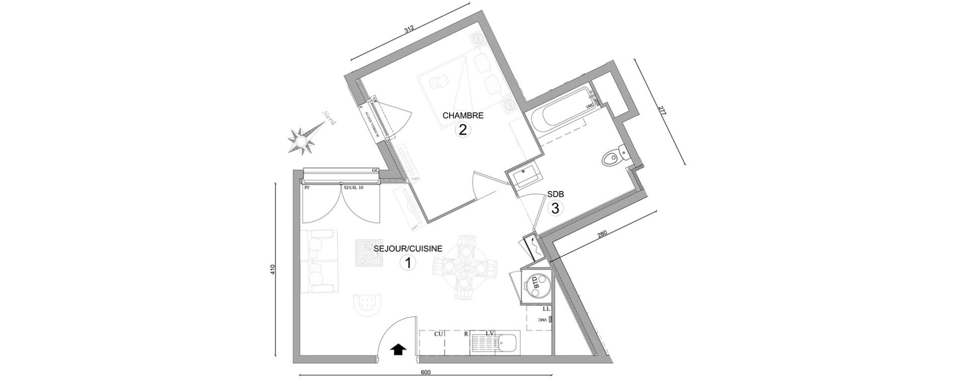 Appartement T2 de 40,00 m2 &agrave; Osny Centre