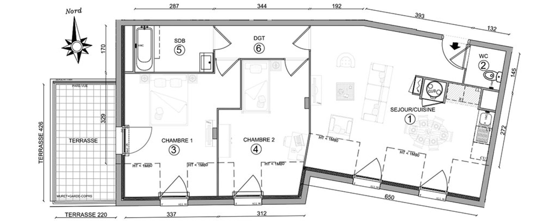 Appartement T3 de 64,75 m2 &agrave; Osny Centre