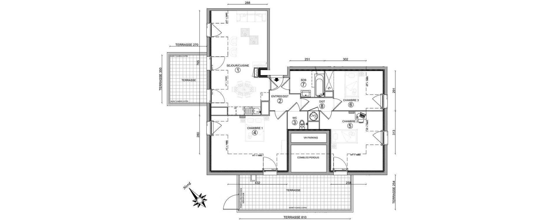 Appartement T4 de 73,90 m2 &agrave; Osny Centre