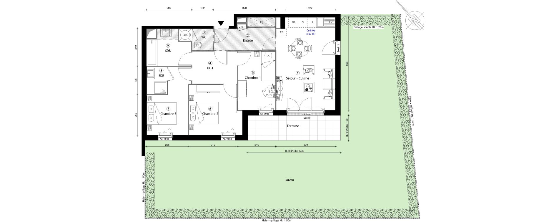 Appartement T4 de 74,78 m2 &agrave; Osny Centre