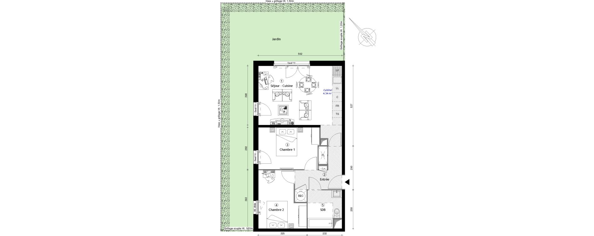 Appartement T3 de 58,98 m2 &agrave; Osny Centre