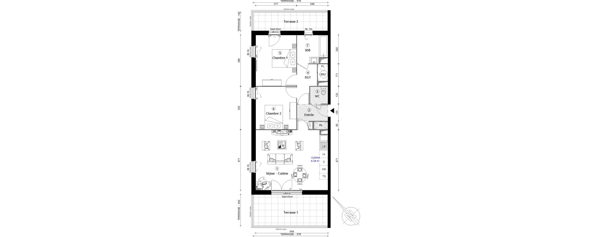 Appartement T3 de 65,98 m2 &agrave; Osny Centre