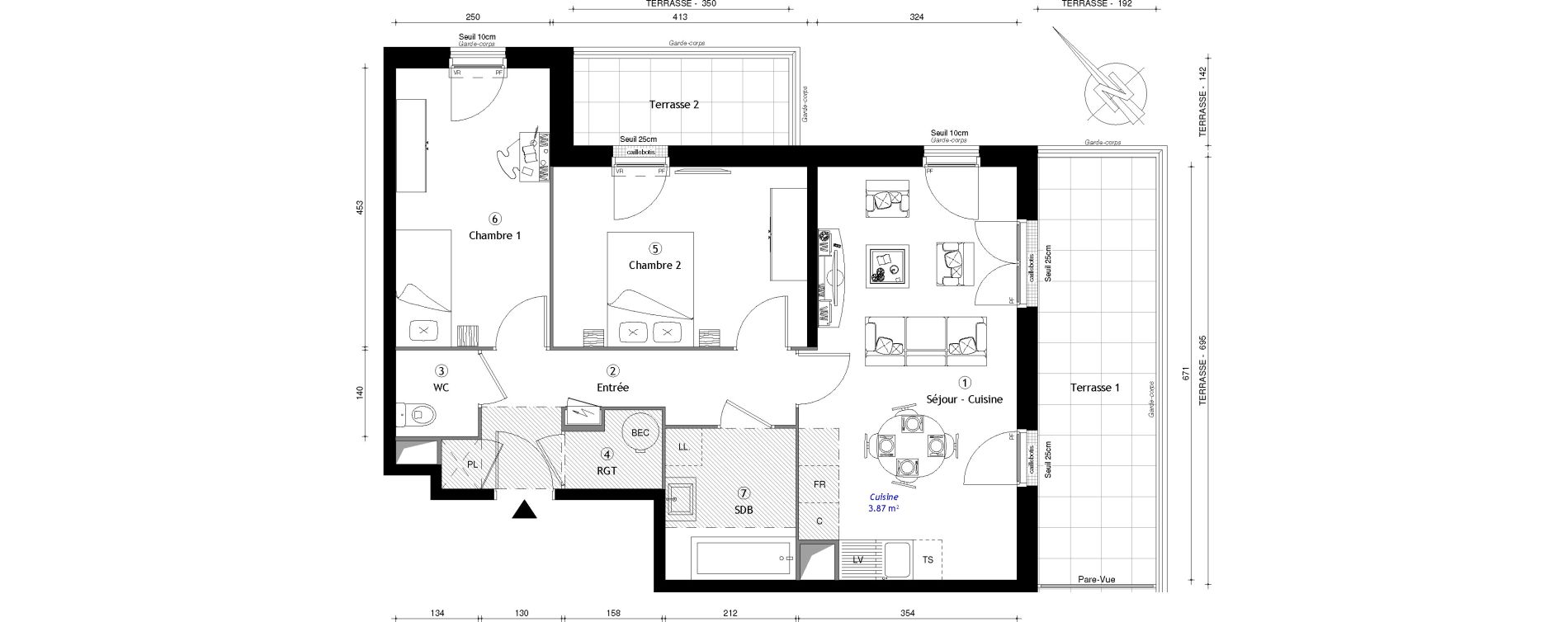 Appartement T3 de 62,35 m2 &agrave; Osny Centre