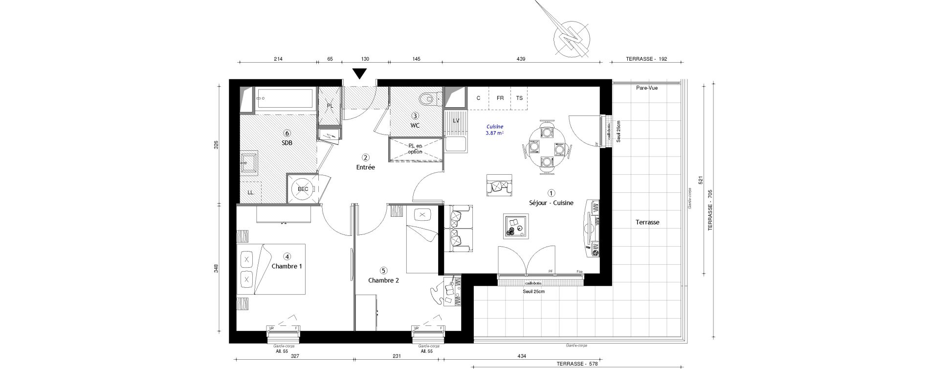 Appartement T3 de 60,06 m2 &agrave; Osny Centre