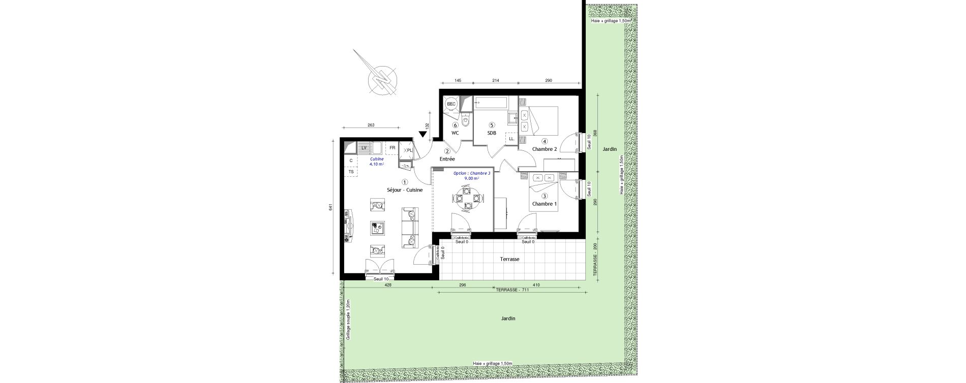 Appartement T3 bis de 70,99 m2 &agrave; Osny Centre