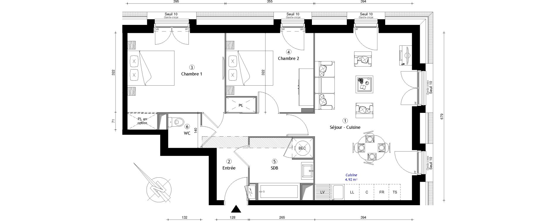 Appartement T3 de 68,47 m2 &agrave; Osny Centre
