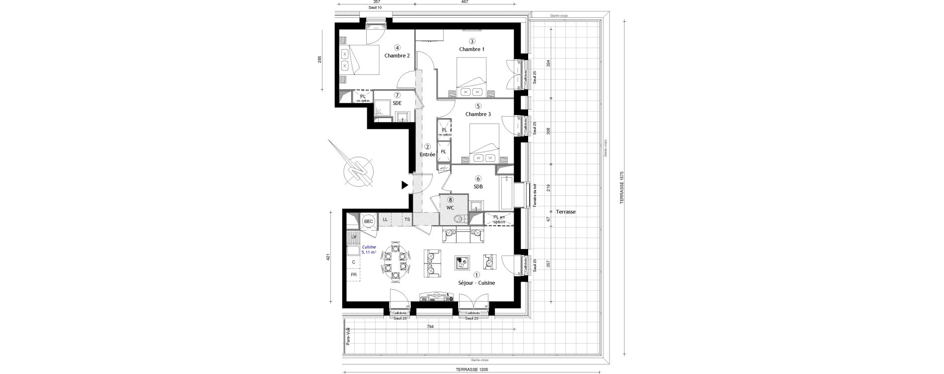 Appartement T4 de 87,10 m2 &agrave; Osny Centre