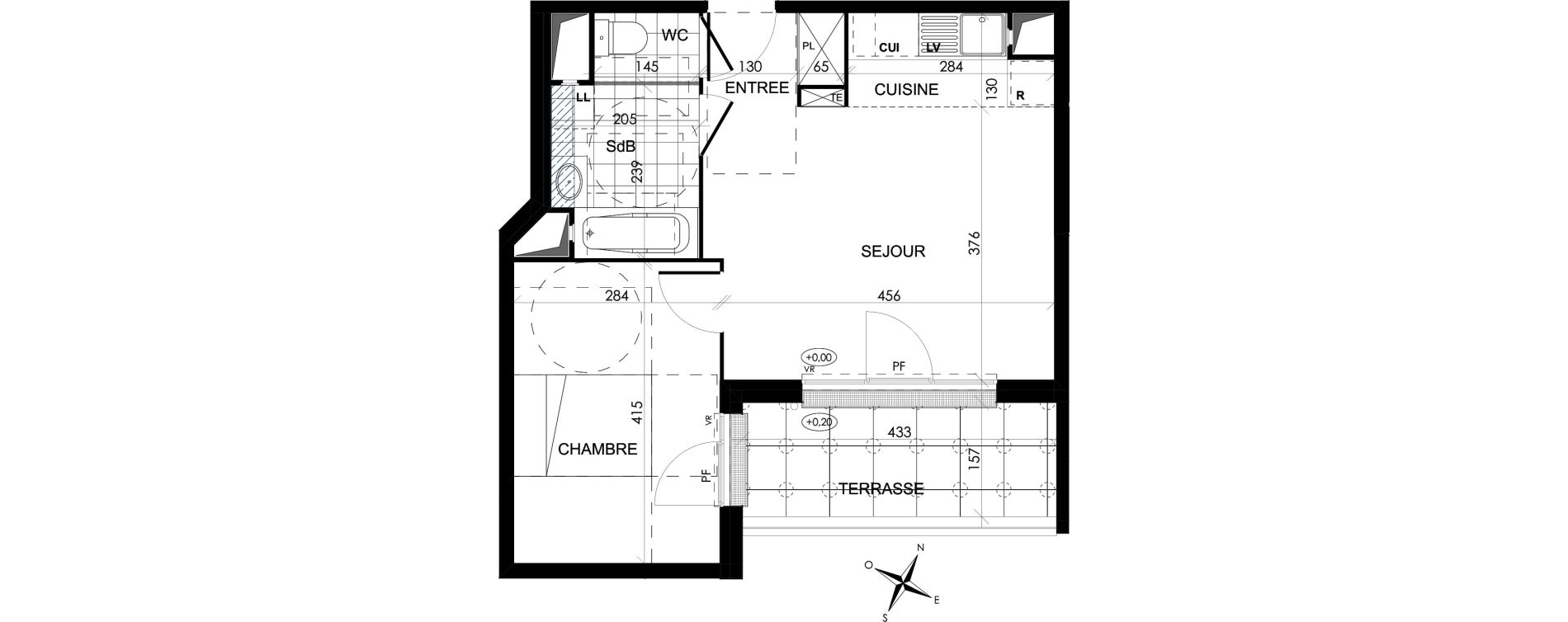 Appartement T2 de 41,07 m2 &agrave; Persan Vieux persan