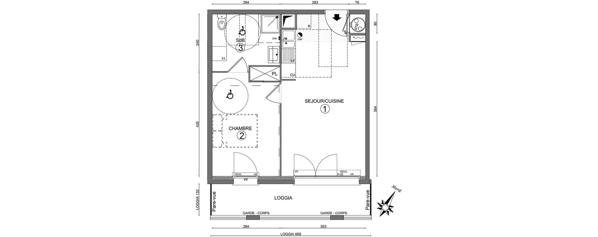 Appartement T2 de 42,45 m2 &agrave; Persan Centre