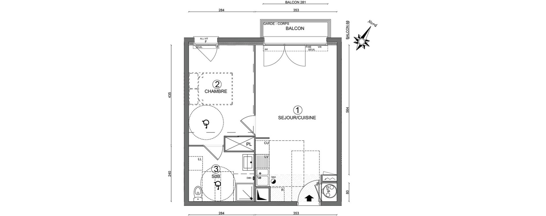 Appartement T2 de 42,45 m2 &agrave; Persan Centre