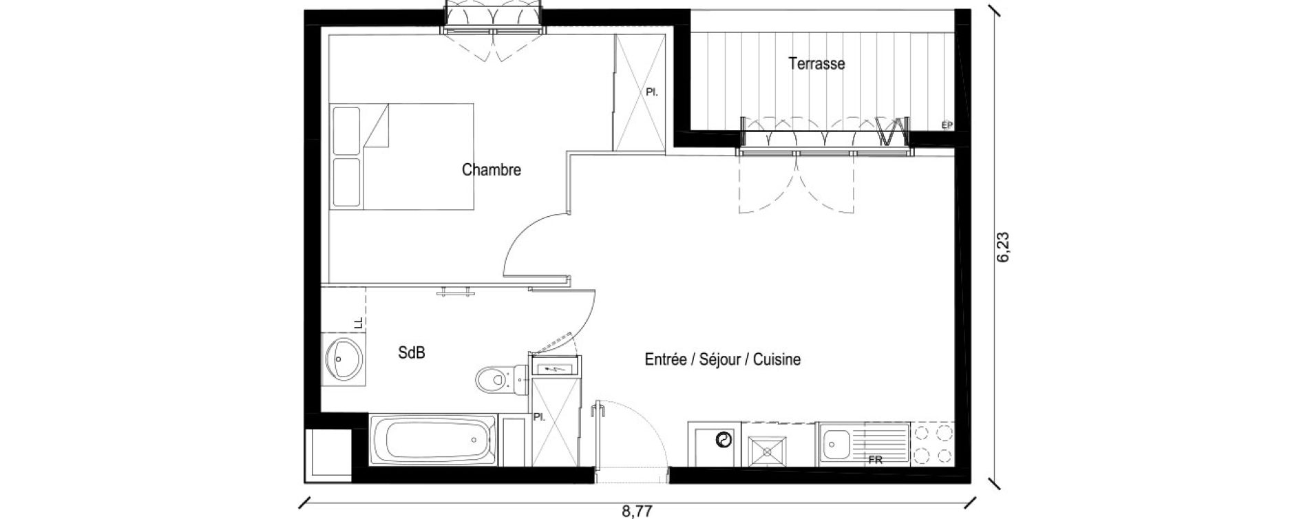 Appartement T2 de 39,43 m2 &agrave; Persan Centre