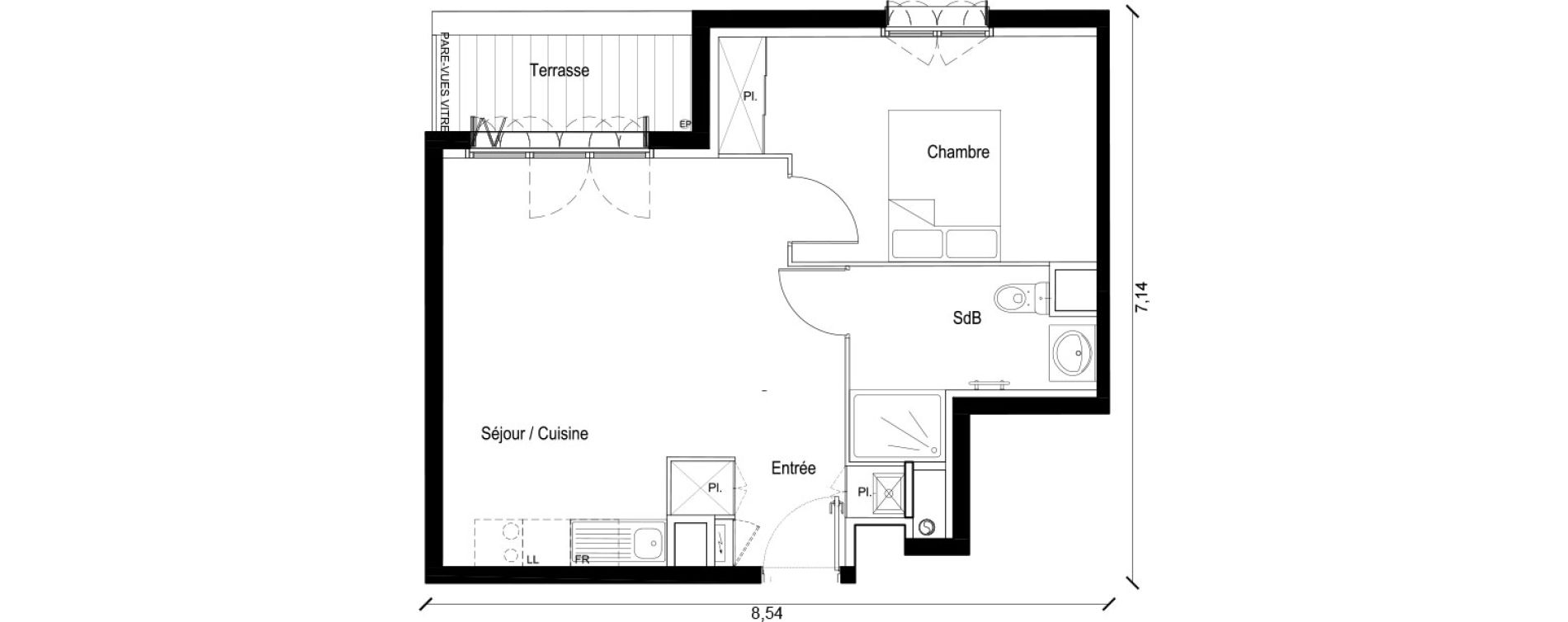 Appartement T2 de 42,25 m2 &agrave; Persan Centre