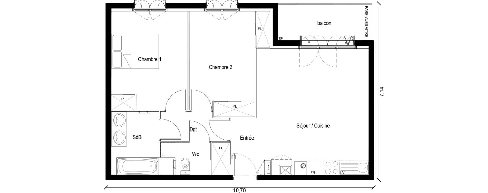 Appartement T3 de 60,47 m2 &agrave; Persan Centre