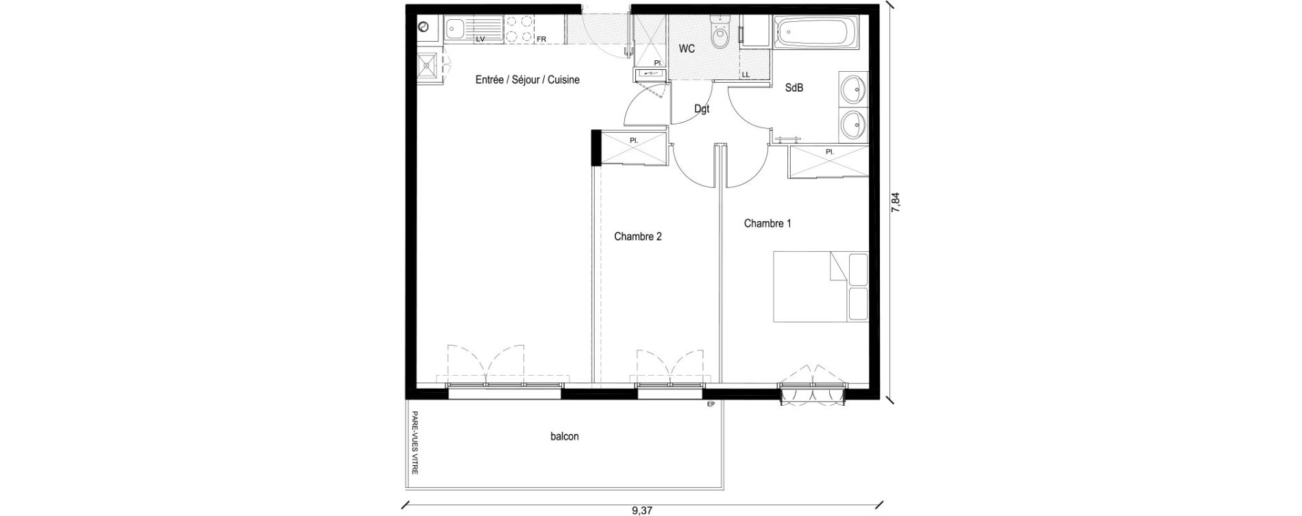 Appartement T3 de 63,37 m2 &agrave; Persan Centre