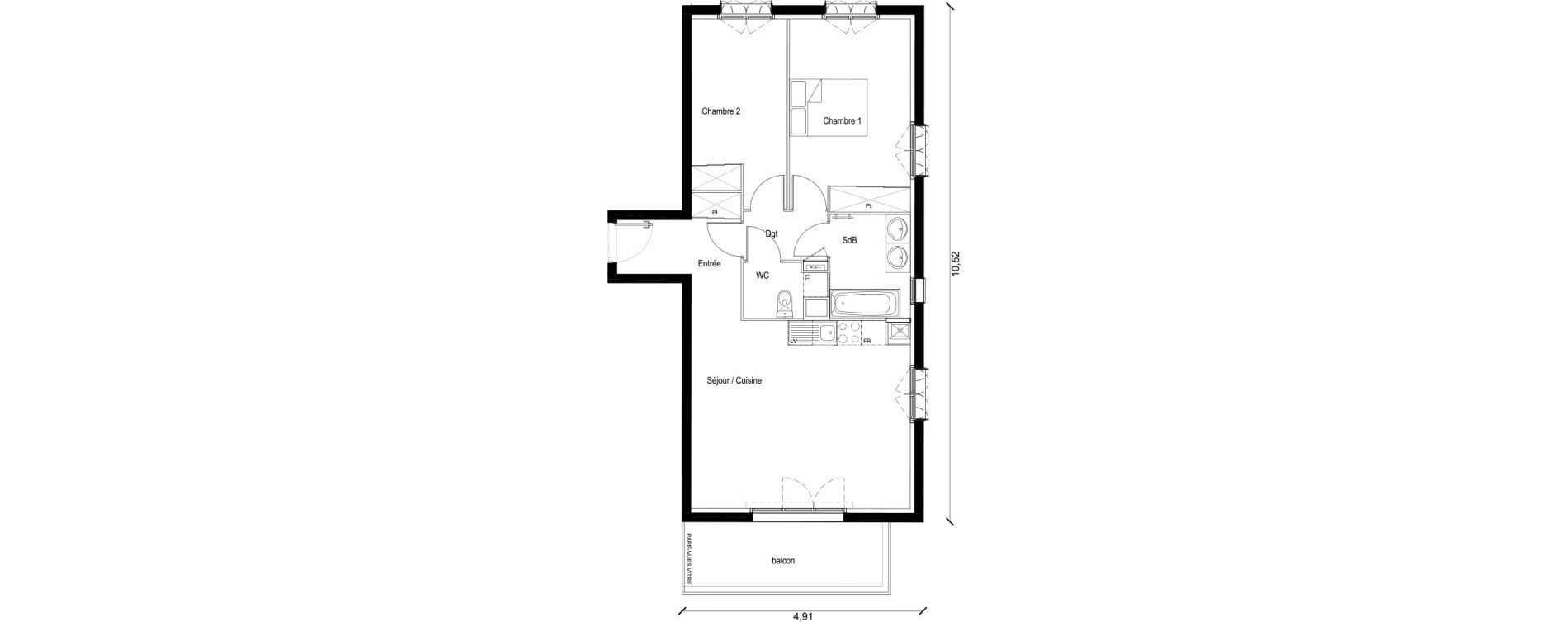 Appartement T3 de 65,12 m2 &agrave; Persan Centre