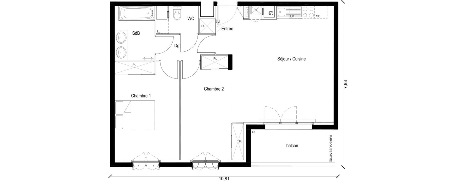 Appartement T3 de 65,68 m2 &agrave; Persan Centre
