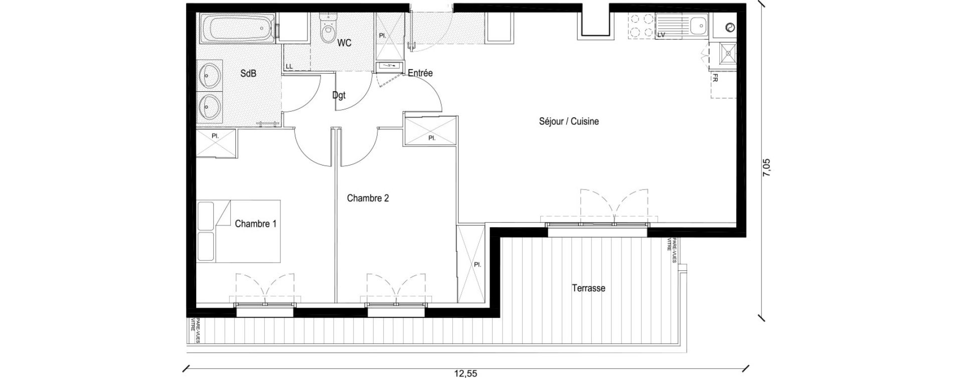 Appartement T3 de 65,83 m2 &agrave; Persan Centre