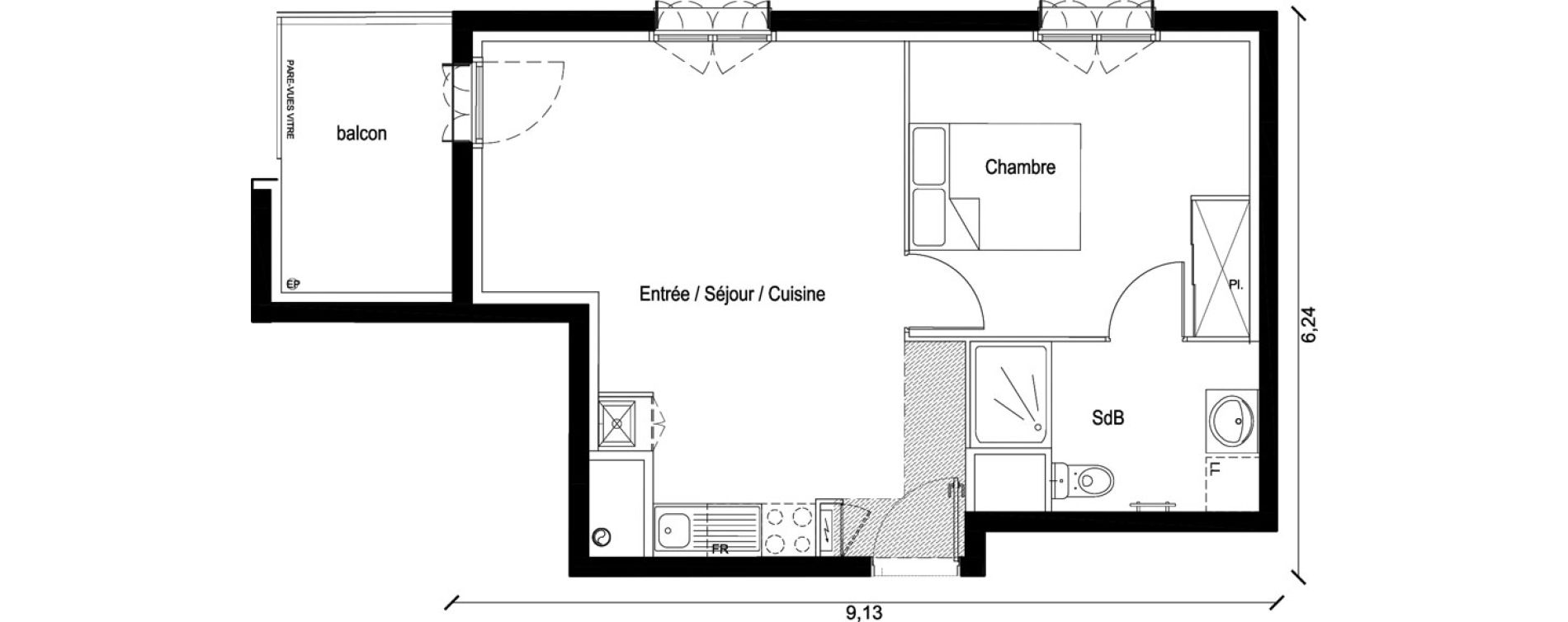 Appartement T2 de 41,35 m2 &agrave; Persan Centre