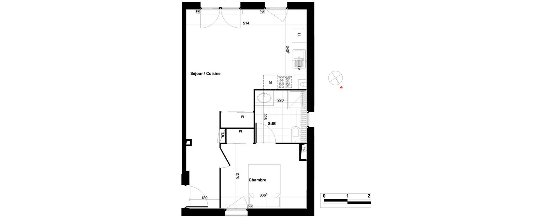 Appartement T2 de 42,52 m2 &agrave; Persan Centre