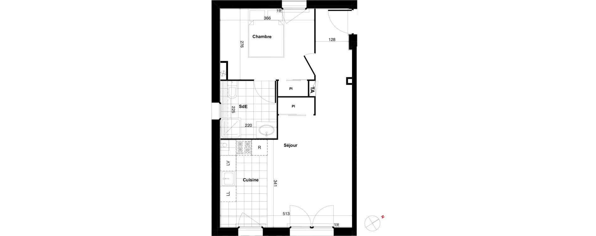 Appartement T2 de 42,51 m2 &agrave; Persan Centre