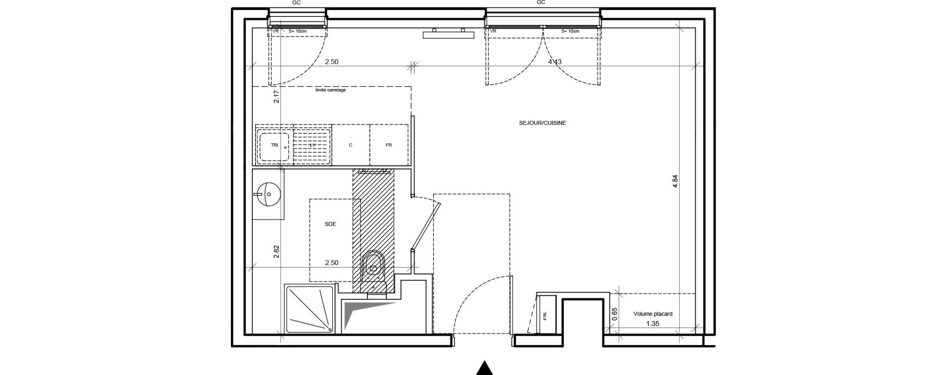 Studio de 31,54 m2 &agrave; Pontoise Les louvrais