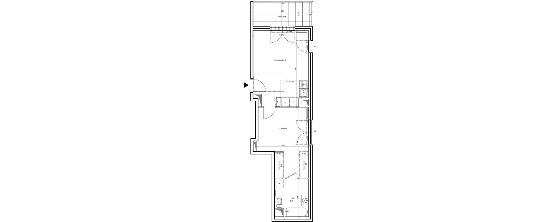 Appartement T2 de 43,45 m2 &agrave; Pontoise Les louvrais