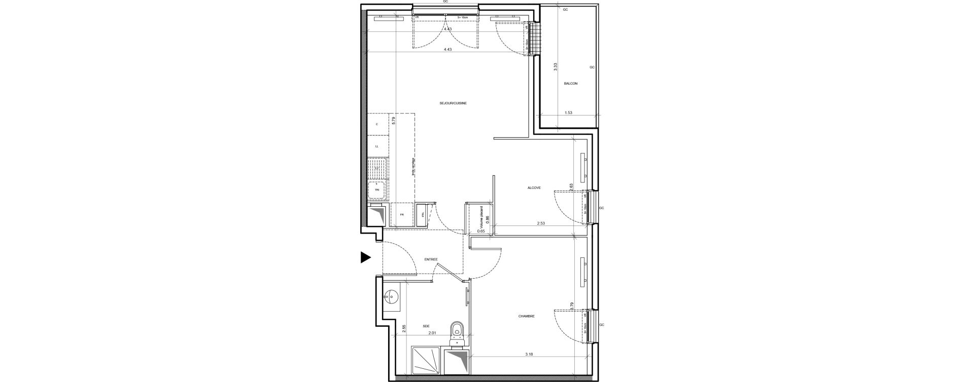 Appartement T2 de 49,71 m2 &agrave; Pontoise Les louvrais