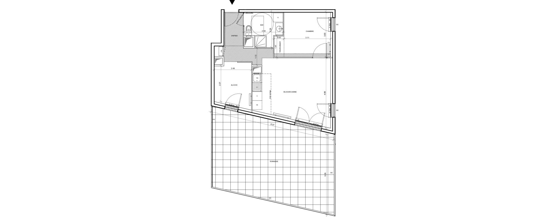 Appartement T2 de 49,16 m2 &agrave; Pontoise Les louvrais