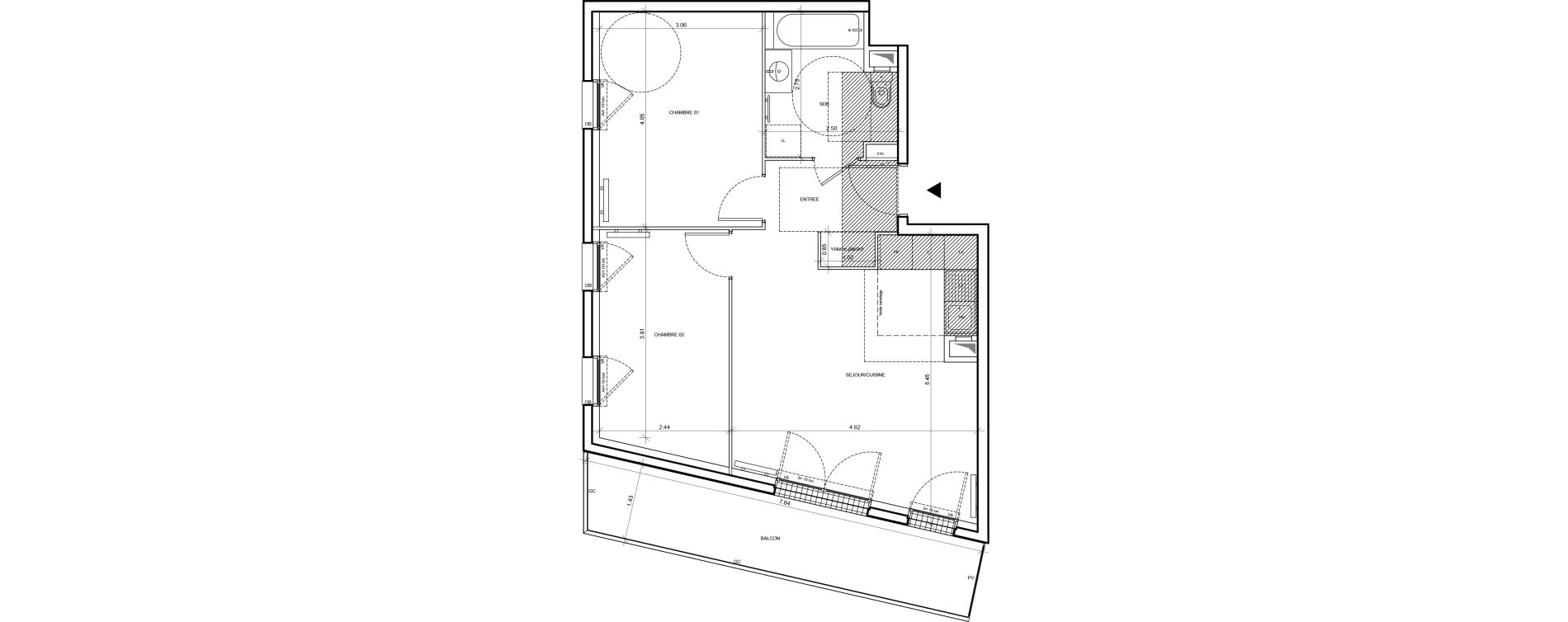 Appartement T3 de 54,42 m2 &agrave; Pontoise Les louvrais