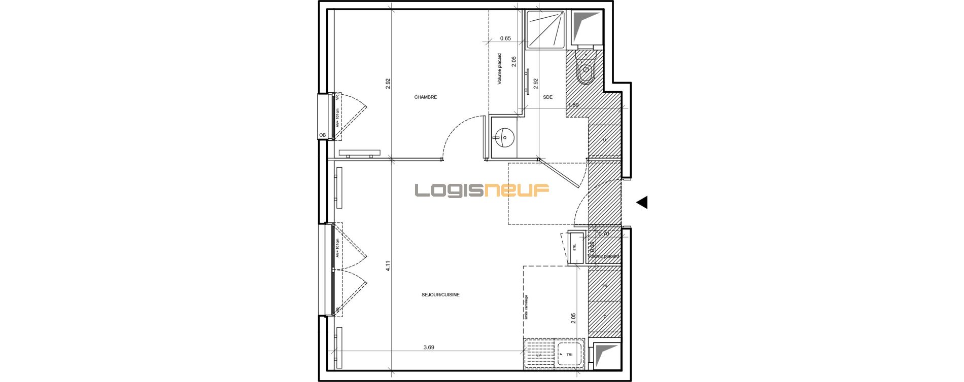 Appartement T2 de 37 m2 &agrave; Pontoise Les louvrais