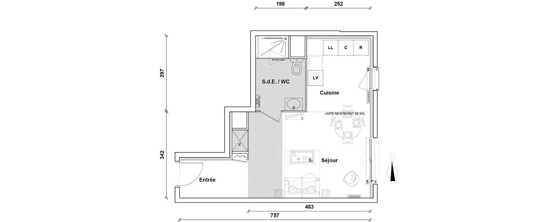Appartement T1 de 33,80 m2 &agrave; Pontoise Centre